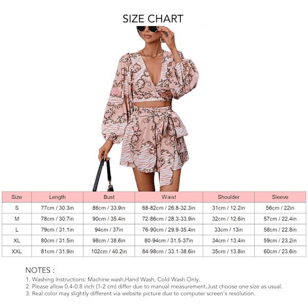 Dam Jumpsuit Urskuren Djup V-ringning Lykta Långärmad Bälte Shorts Slim Fit Jumpsuit Rosa XXL