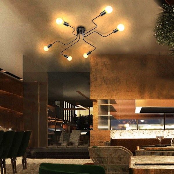 Bondgårdsbelysning med Halvinfälld Montering, Justerbar Design för Vardagsrum, Kök, Matsalar, Kompatibel med E26 Glödlampor, Högkvalitativ Metall