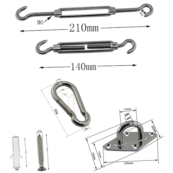 Optimal Spänningskontroll Solsegelsbeslag Kit, Triangel Solsegelskompanjon
