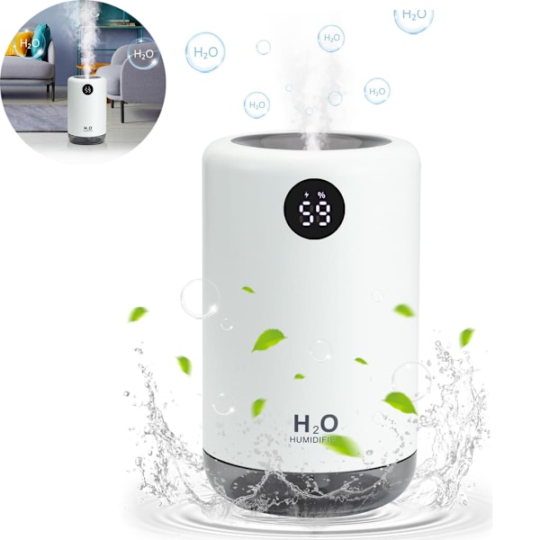Ultratyst Mini Luftfuktare För Hem, Kontor Eller Bil, Genomträngande Sval Dimma, LED-Luftfuktare, Lindrar Nervositet, Lugnar Torr Hud, Automatisk Avstängning
