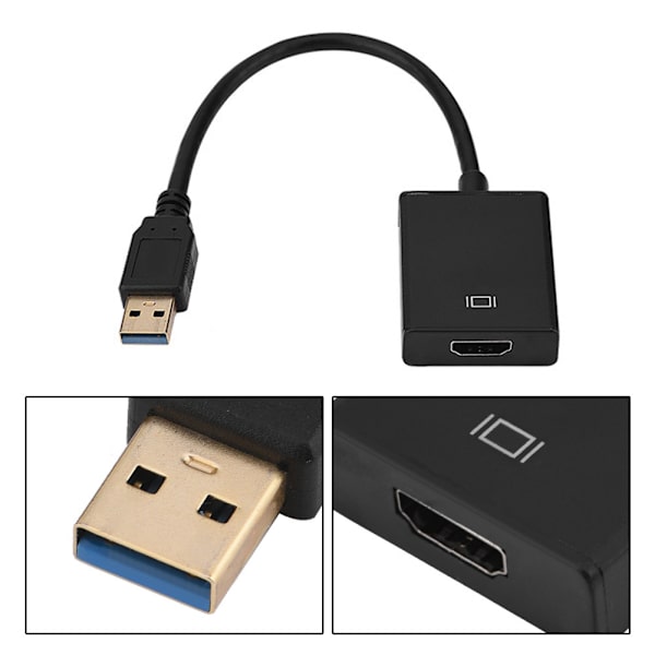 USB 3.0 til Vedio Ekstern Adapter Konverter Overførselskabel til PC / Bærbar / HDTV