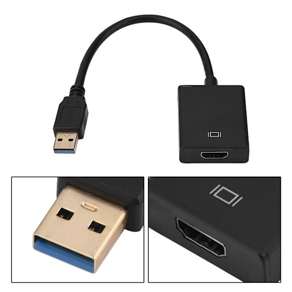 USB 3.0 - Vedio-ulkoinen sovitinmuunninsiirtokaapeli PC:lle / kannettavalle tietokoneelle / HDTV:lle