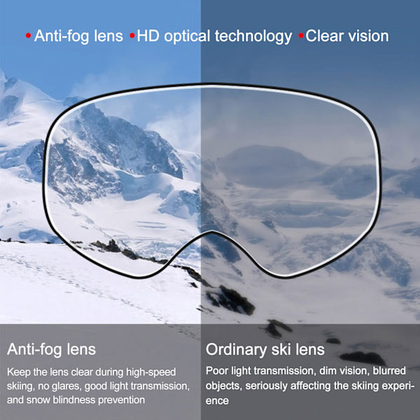 Barnegoggles for ski og snø - Anti-tåke dobbeltlagslinse - Unisex skibriller