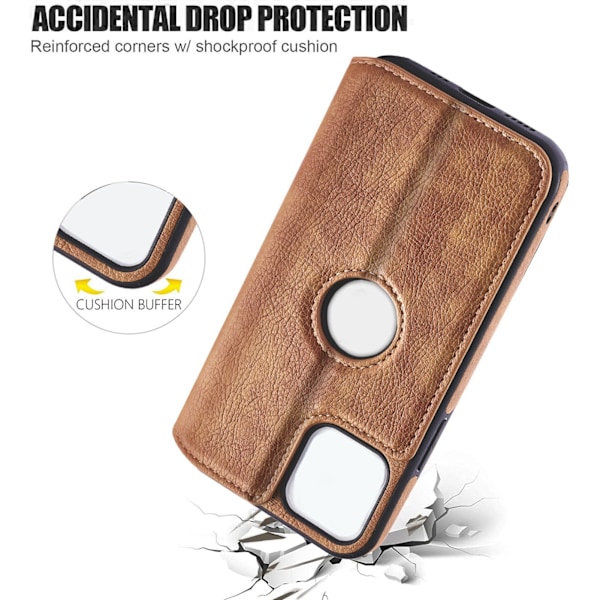 Retro Mobiltelefon Flip Case Mobiltelefon Hållare Plånbok Skyddande TPU-fodral för Iphone Brun för IPhone 13
