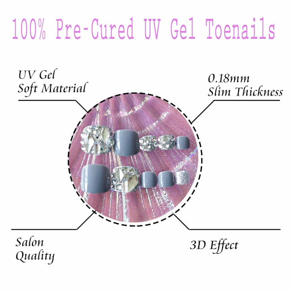 Tryk på tånegle til kvinder Fuld dækning Falske tånegle Mode