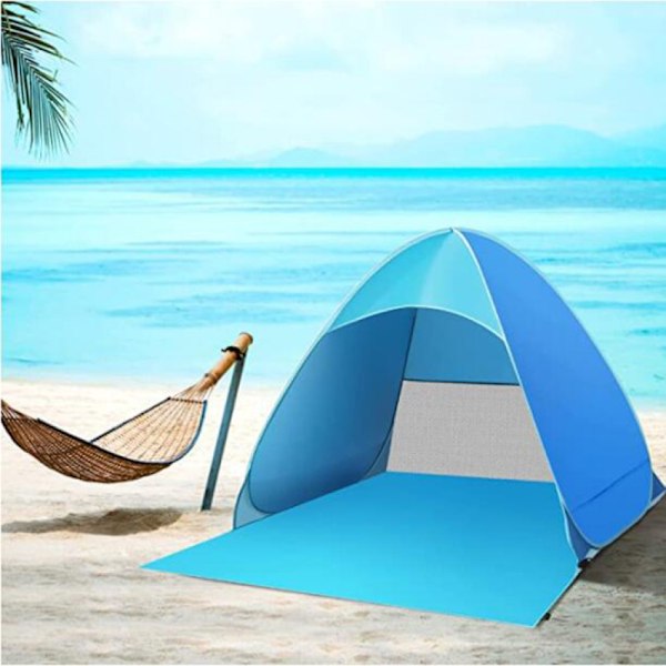 Solskydd för dina äventyr, Pop Up Strandtält med säkert material och automatisk Pop Up, Portabelt tak med bärväska och tältpinnar för stranden