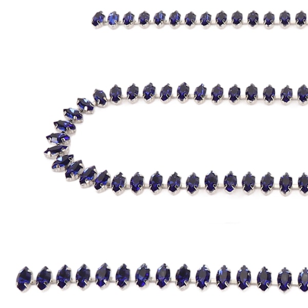 Strass Klo Kedja Glänsande Klippbar Strass Pärlkedja Trim för DIY Hantverk Kläder Dekoration Sömnad 1 Yard Royalblå