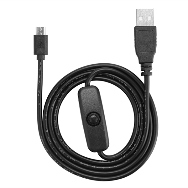 Micro USB-strømkabel med tænd/sluk-knap til Raspberry Pi 3 / 2 / B / B+ / A