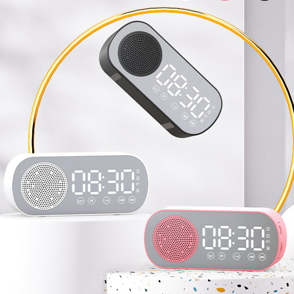 Bluetooth-högtalarklocka Multifunktionell Smart Digital Spegelväckarklocka för Hem Skola Kontor Engelsk Version Z7 Vit