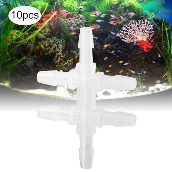 10PCS 6-vägs akvarium vattenrör adapter fisk tank gemensam slangbeslag koppling 3,9 mm