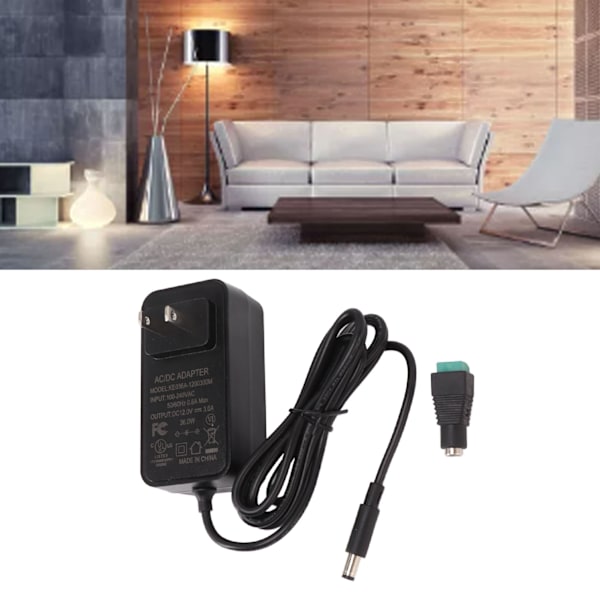 Universell Strömadapter med Utbytbara DC-kontakter, 12V 2A DC Strömförsörjning för Elektronik, Signalinterferensskyddad