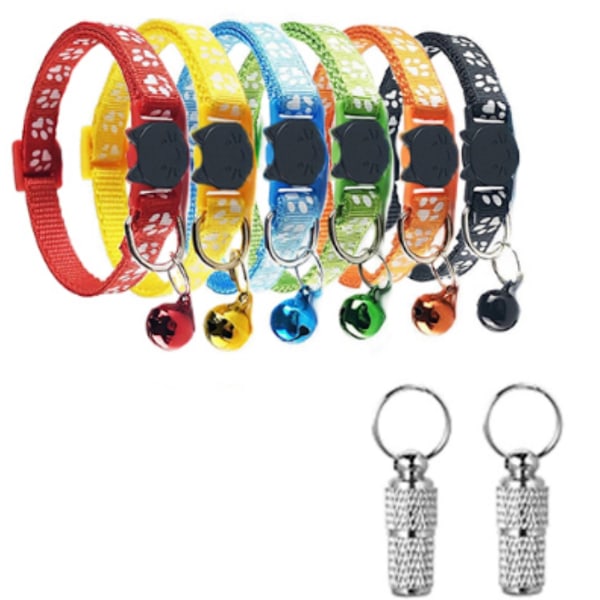 Fotavtryck & Reflexhalsband, Justerbart Polyesterhalsband för Små Husdjur Snabbspänne Säkerställer Säkerhet, Starka Färger Förbättrar Synligheten för