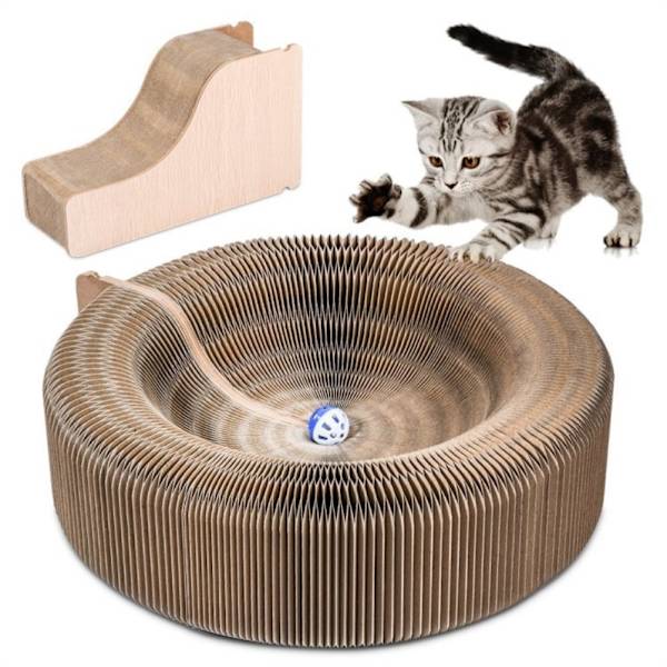 Kattklösare Lounge Säng Fällbar Vågformad Papp Katt Repbräda för Kattunge Leksak Husdjur Tillbehör