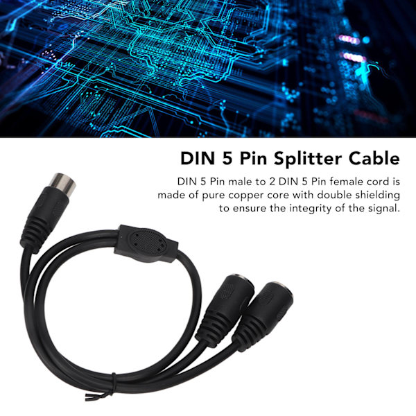 DIN 5-polet Han til 2 DIN 5-polet Hun Kabel Høj Præcision DIN 5-polet Splitter Adapter Kabel 1.6ft