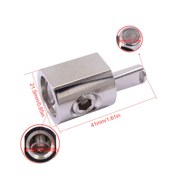 2 stk. Amp Input Reducer Adapter 1/0 Gauge til 4 Gauge Nikkelbelagt 6061 Aluminium til biler både