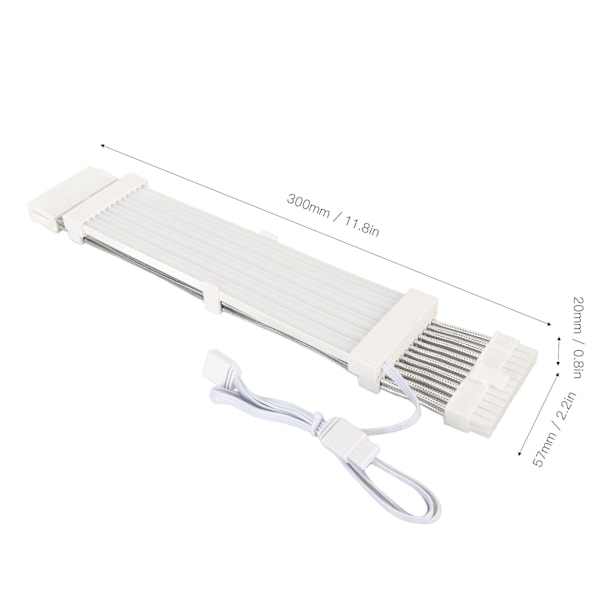 ARGB Förlängningskabel med Sleeves 5V 18AWG Flexibel Hög Strömstöd Synkroniserad PSU-kabel med Flera Färglägen 24PIN