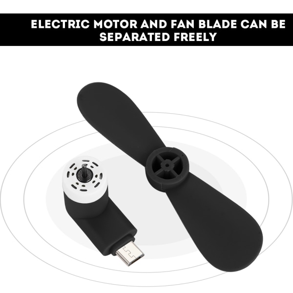 Mini kannettava kädessä pidettävä mikro-USB-pieni tuuletin Erittäin hiljainen USB-tuuletin Android OTG -älypuhelimille (musta)