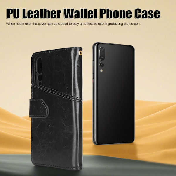 PU Läder Plånbok Telefonfodral med Kreditkortshållare Magnetiska Knappar för Huawei P20 Pro Stötsäker Skal