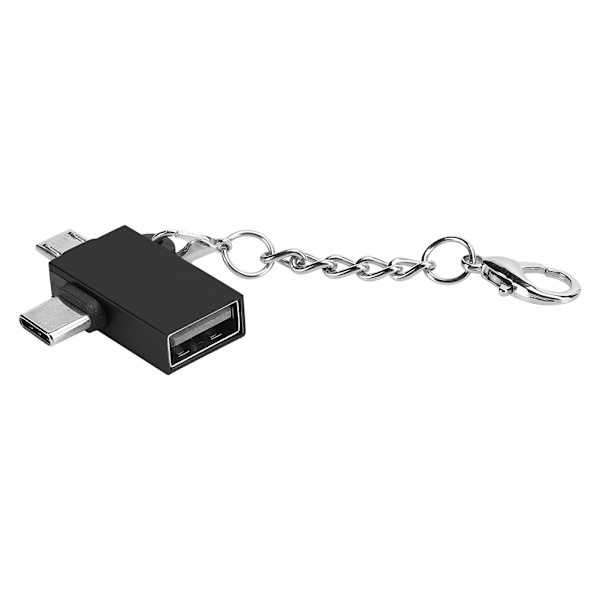 2PCS 2-i-1 USB OTG-adapter med USB 3.0-gränssnitt USB till typ C-adapterkonverter för Android (svart med kedja)