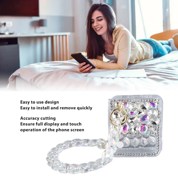 Flip Smart Phone Glitterfodral med kedja PC Anti Fall Lätt att installera Flip Phone Glitter Sparkle Fodral för Z Flip 4