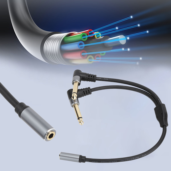 3,5 mm Hunn til 6,35 mm Hann Adapterkabel Stereo Audiokonverteringskabel for Mixer Mikrofon