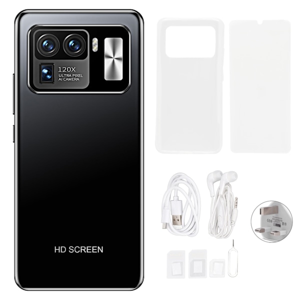 6,1-tums Smartphone med Waterdrop-skärm, Högupplöst Mobiltelefon med Dubbla Kortplatser, 4GB RAM, 64GB ROM för Android 11