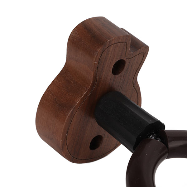 Väggmonterad gitarrhållare i svart valnöt för akustisk elbas gitarr ukulele