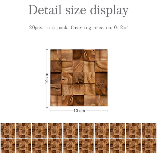Skrell og lim fliser 20 ark  Vanntett backsplash for kjøkkenfliser klistremerker selvklebende gulvfliser PVC veggfliser DIY flisdekaler