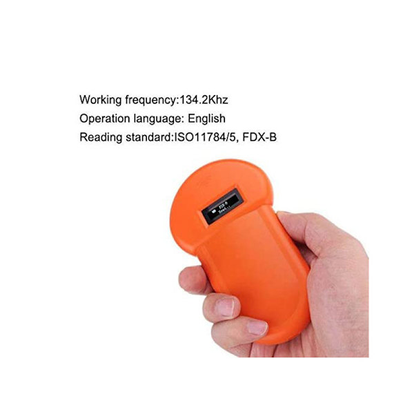 Djurchipsläsare, djurchipsläsare för hund, mikrochips handhållen djurskanner, djur-ID-läsare, inbyggd summer, USB laddning, för husdjur