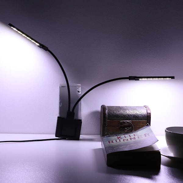 Dobbelt LED-lampe Justerbar Dobbelt Arm Lys til Akvarium Fisk Tan