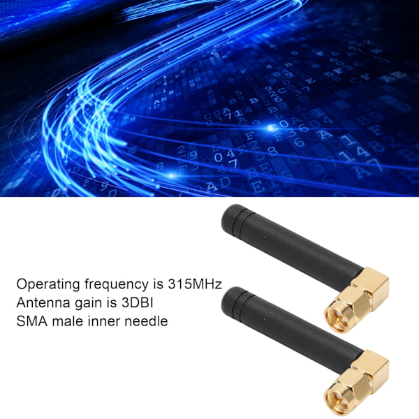 2 kpl WIFI-antenni SMA-uros sisäpuolinen neula 315MHz 3DBI vedenpitävä 50W 360° pyörivä liitosverkkoantenni kyynärpää