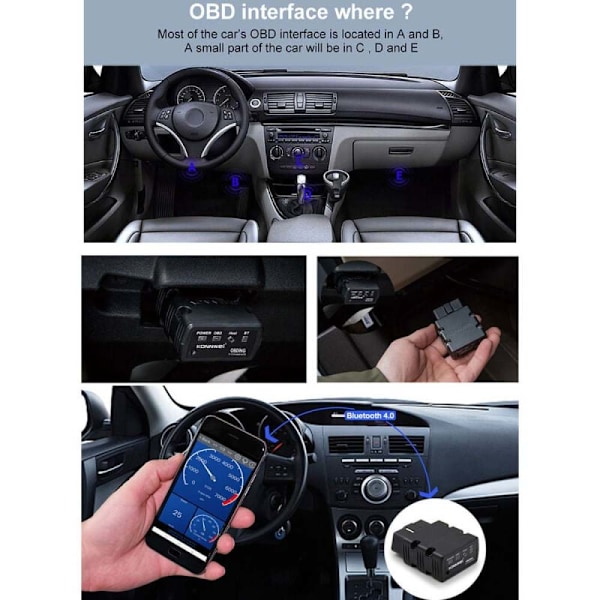 Höghastighets OBD2 Diagnostikscanner, Bil Diagnostikverktyg med Realtidsdata, Bluetooth-anslutning för Android, Windows PC