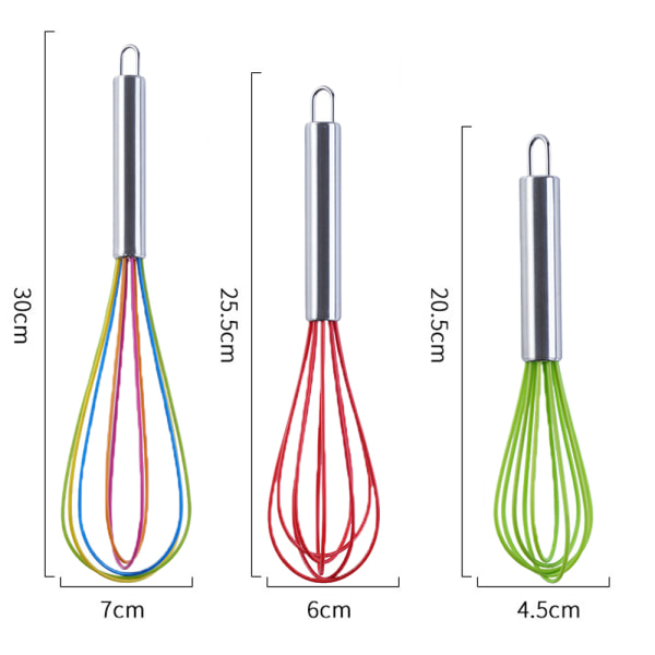 3-pakning svært robuste kjøkken silikon visp ballong visp sett