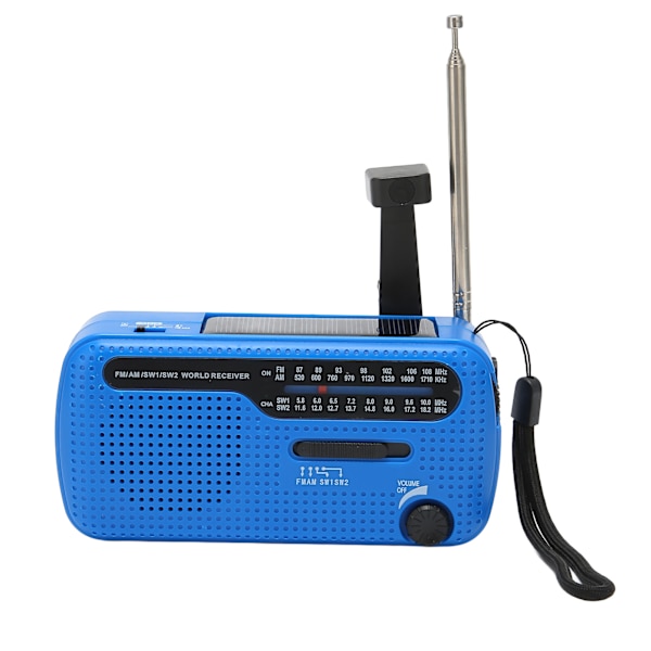 Käsikäyttöinen aurinkoradio AM FM SW1 SW2 Camping LED-taskulamppu Mult