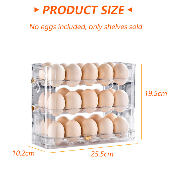 Egg oppbevaringsboks, 30 egg/3 lag flip egg holder, eggbeholder