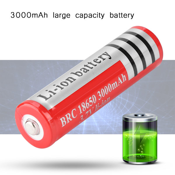 2 stk. 18650 3,7V genopladelige batterier med stor kapacitet til lommelygte, bærbar computer, multifunktionel