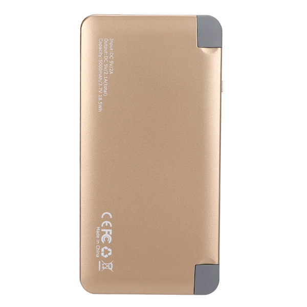 Bärbar 5000mAh Powerbank Dubbel USB-port Batteriladdare med Kabel