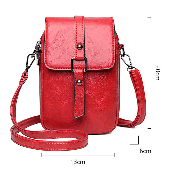 Naisten crossbody-puhelinlaukku, pieni nahkainen olkalaukku ja käsilaukku tupsu- ja niittikoristeilla