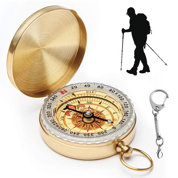Navigationskompass, vandring Lysande vattentät kompass Clamshell Vintage Pocket Compass Militär kompass för camping/orientering/vandring/marsch och