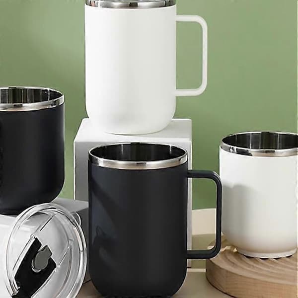 GETIT Rostfri Mugg med Lock Mugg Kontorskaffemugg Vattenmugg Temugg Dryckesmugg PK