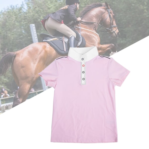 Pige Fashionable Komfortable Sport Hestesport t-shirt Heste Ridning Kortærmet (Pink 130)