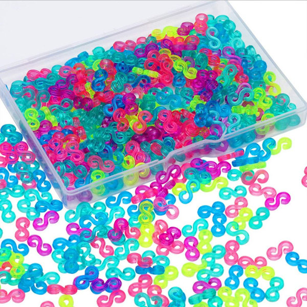 1000 st S-clips Gummibandsklämmor Gummibandsarmbandsklämmor DIY Gummibandskopplingar