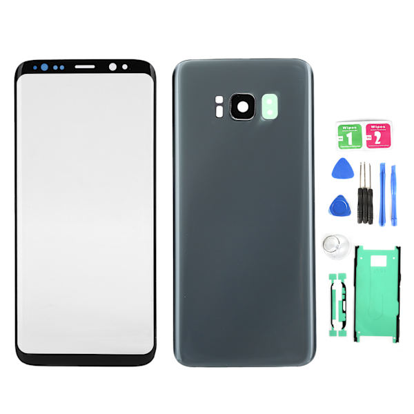 Mobiltelefon Bakre Bakglasomslag Främre Skärm Glaslinsersättningsset för Samsung S8