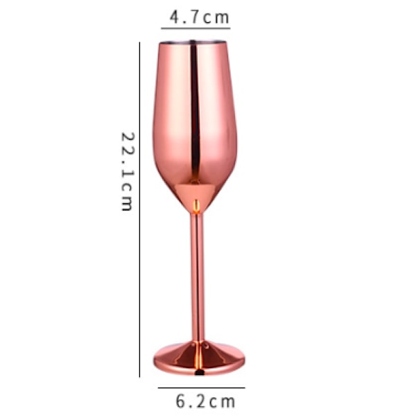 Champagneglas, Champagneflöjter i rostfritt stål Roséguld Elegant Design Okrossbara För Bröllopsfester, Modern Metallisk Glans Lång Stjälk 200ml