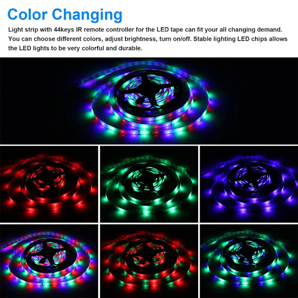 Trådlös likriktarkontrollbox för RGB LED-stripbelysning, justerbar ljusstyrkekontroll och flerfärgval, perfekt för inomhusdekor