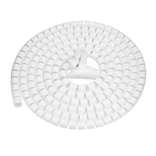 Fleksibel Spiralrør Kabelarrangør Ledningsbeskytter Ledningsopbevaring Hvid 3,0m * 16mm