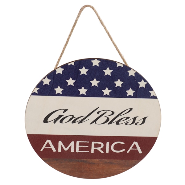 God Bless America Patriotisk Träskylt, Färgstark Gårdskrans med Enkelt Hängrep, Utomhusplakett för 4 juli-dekoration och Bred