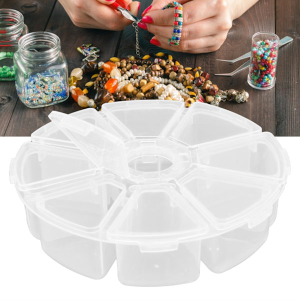 Smyckeskrin i plastmaterial, transparent förvaringslåda med flera fack för handgjorda lösa pärlor
