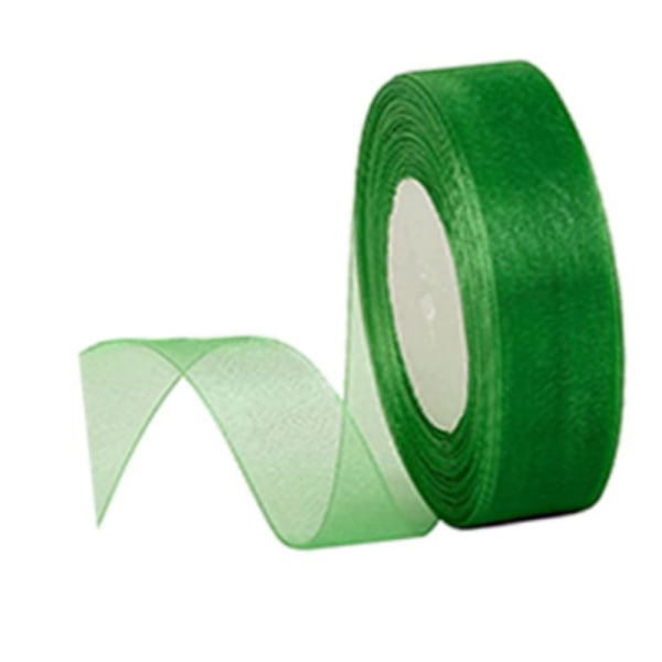 Grön med 50 storlekar långa dekorativa band, genomskinliga chiffongband, används för DIY-hantverk presentförpackningsband, födelsedagspresenter, tillverkning av krans