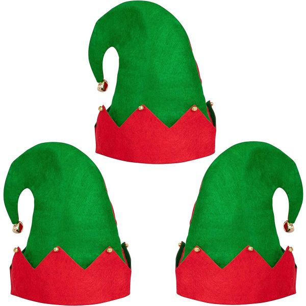 3Pack Christmas Elf Filt Hat - Jingle Bells Xmas Holiday Party